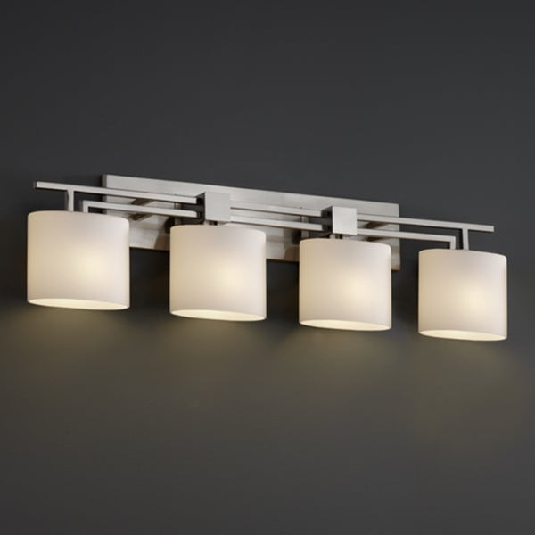 4 Light Bathroom Fixture
 Justice Design Group 4 light Oval Opal Brushed Nickel Bath