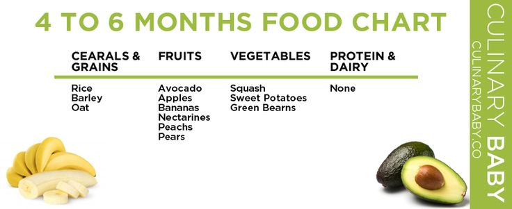 4 Month Old Baby Food Recipes
 4 – 6 Month Baby Food Chart