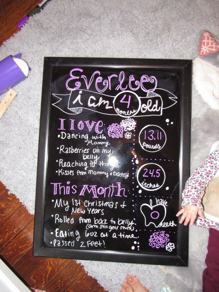 4 Months Old Baby Quotes
 Four months old DIY monthly photo blackboard baby girl