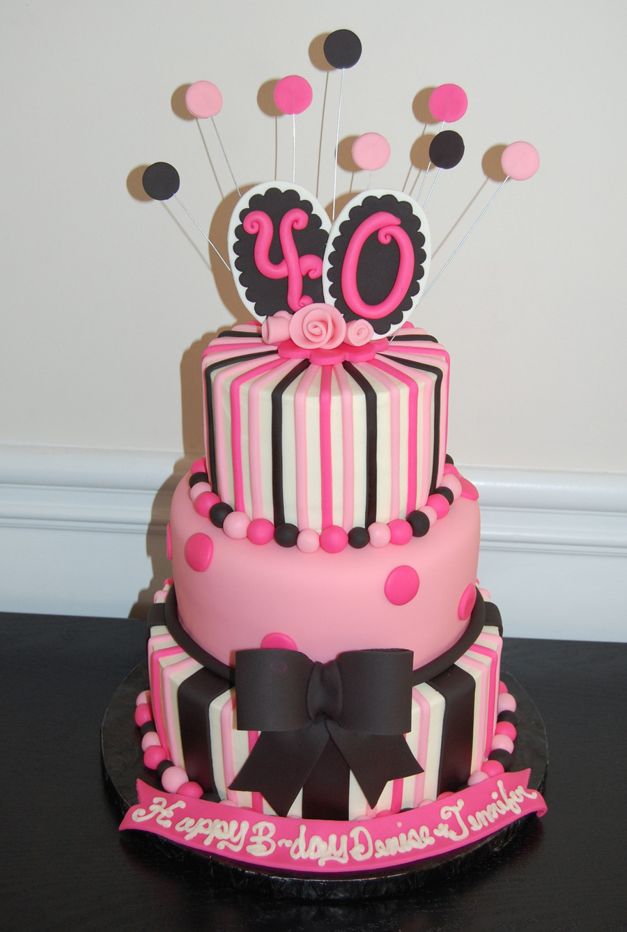 40th Birthday Cake
 40Th Birthday Cake Pink And Black CakeCentral