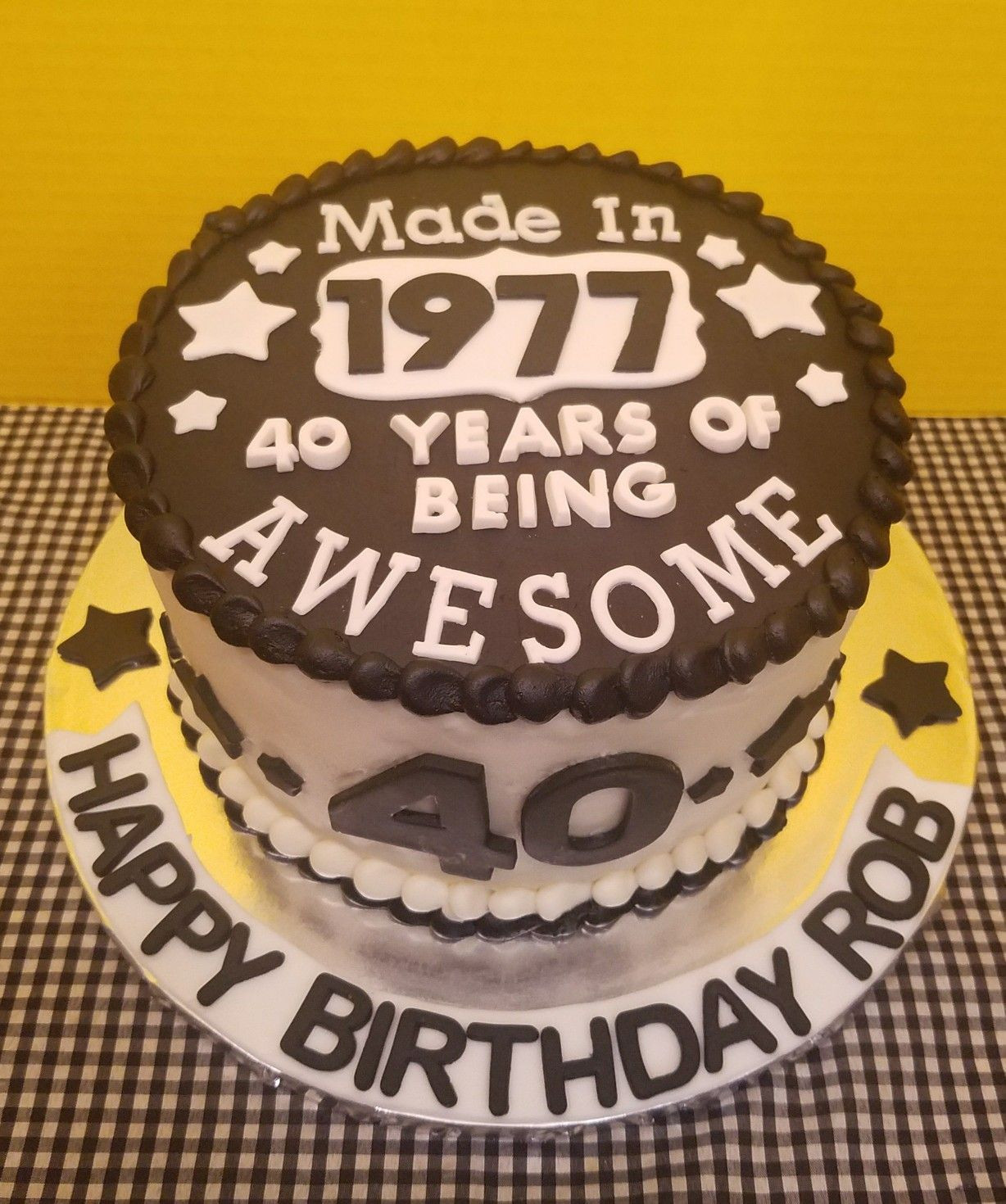 40th Birthday Cake Ideas For Him
 40th Birthday Cake All buttercream with fondant