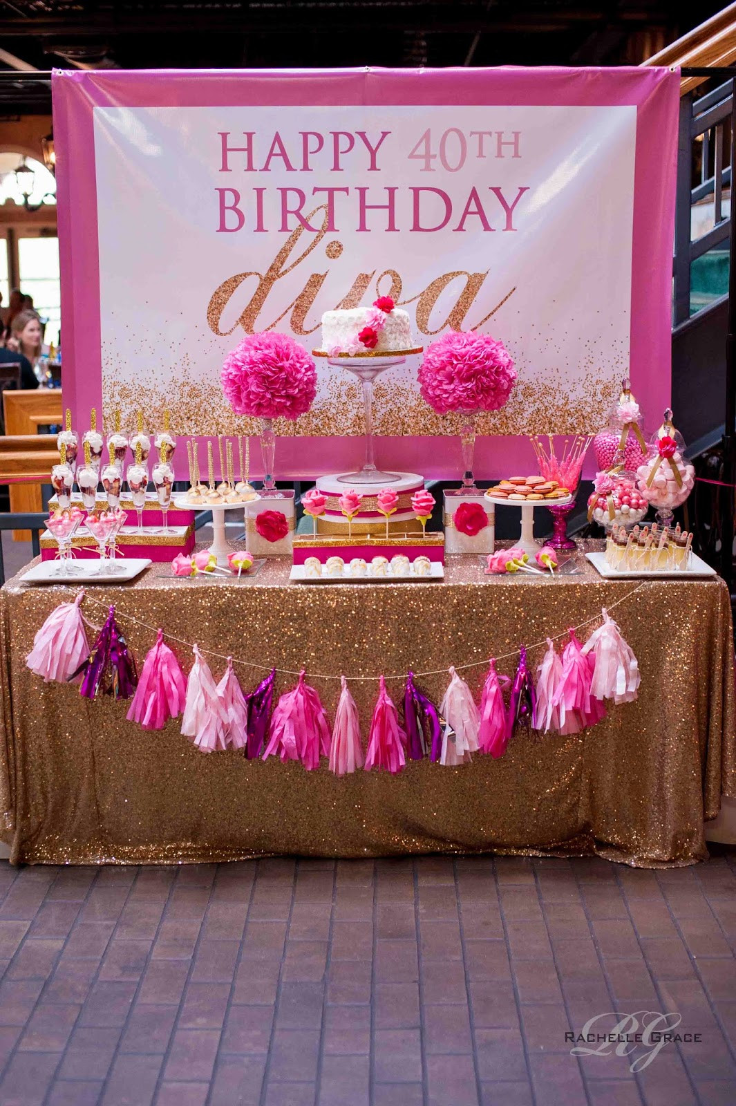 40th Birthday Decorations
 Create Cook Capture Diva Pink & Gold 40th Birthday Party