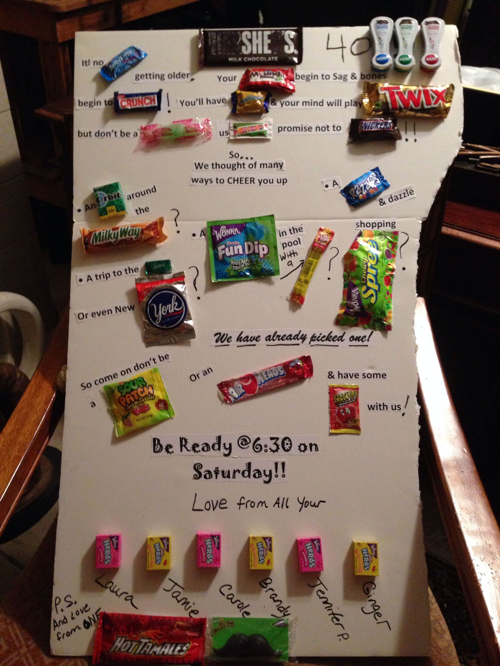 40Th Birthday Gift Ideas For Best Friend
 Candy bar sayings Friends 40th birthday