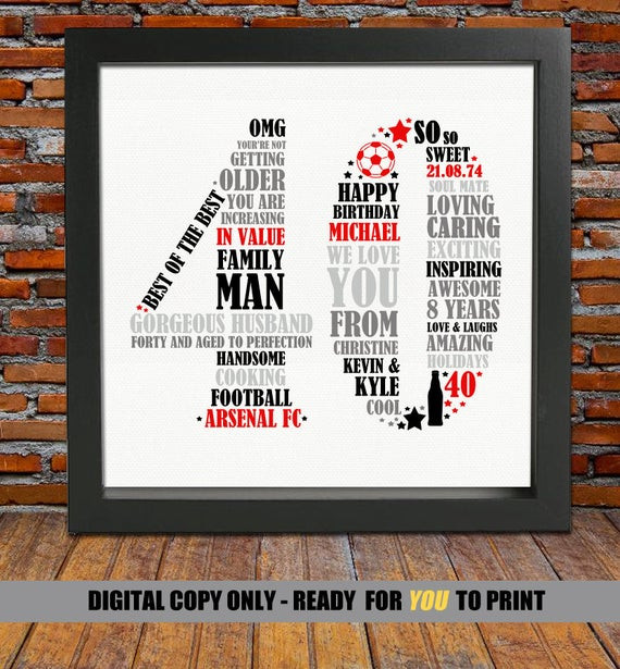 40Th Birthday Gift Ideas For Him
 Personalized 40th Birthday Gift for Him 40th birthday 40th