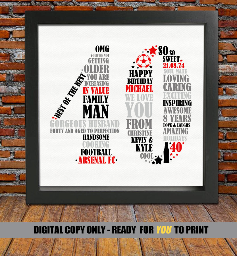 40th Birthday Gift Ideas For Men
 Personalized 40th Birthday Gift for Him 40th birthday 40th