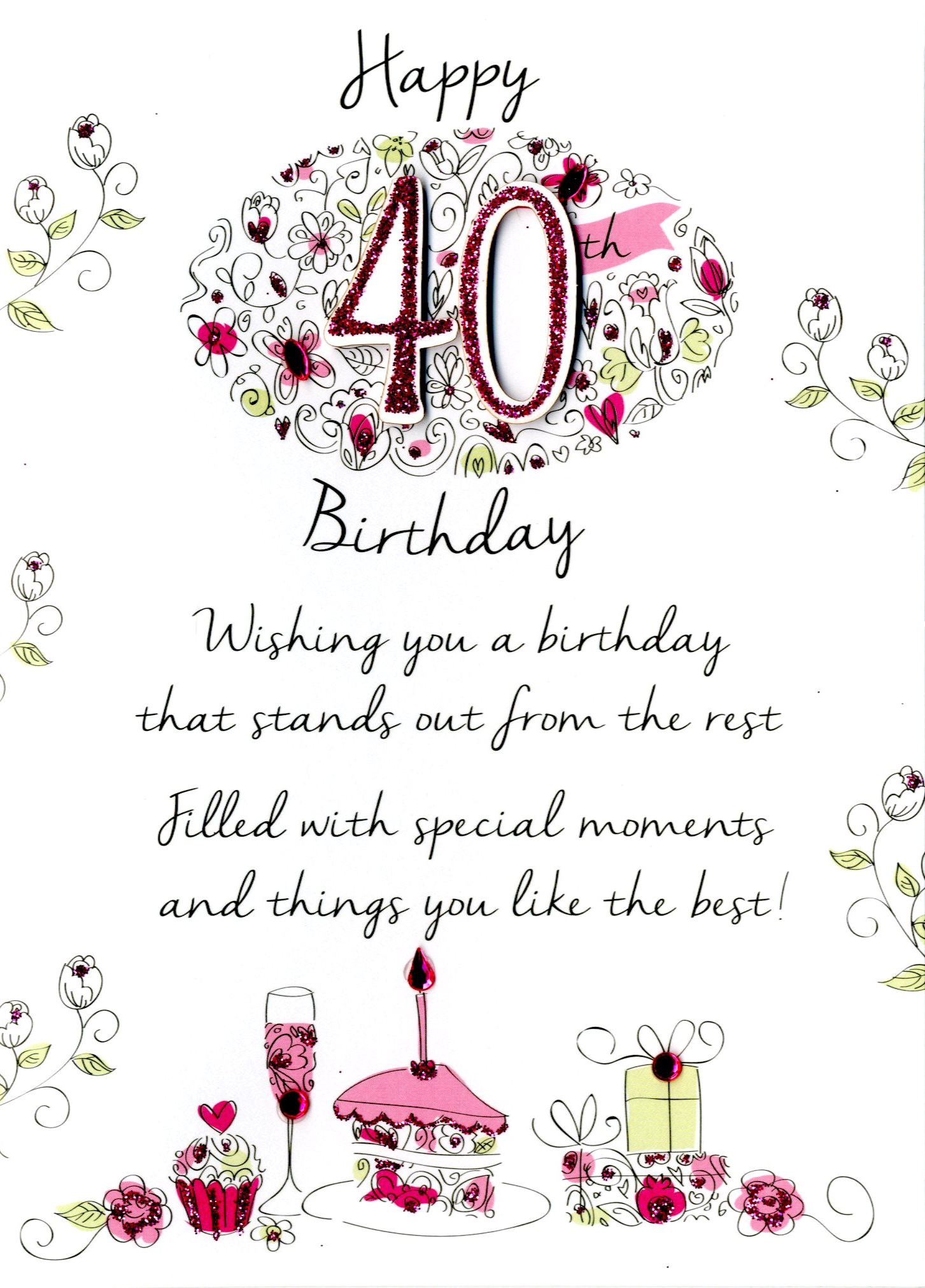 40th Birthday Wishes
 Female 40th Birthday Greeting Card Cards
