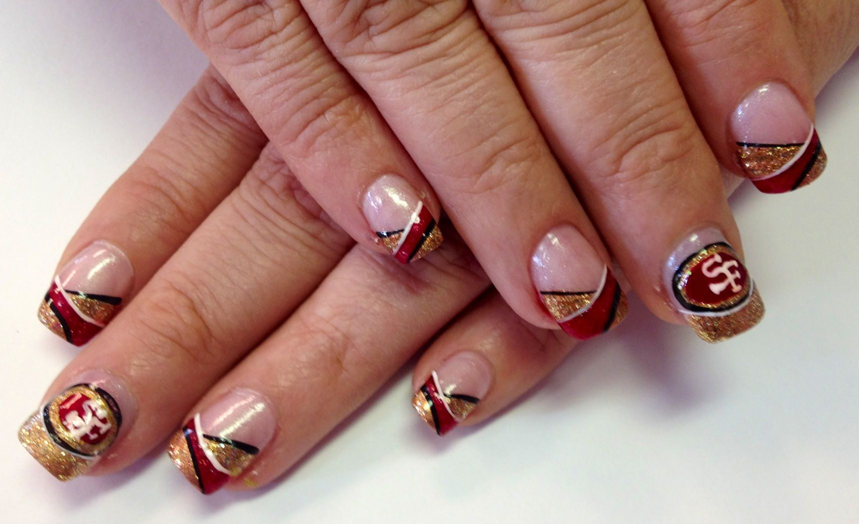 49er Nail Designs
 sanfrancisco 49ers nail art Nails by Jeannie Jackson The