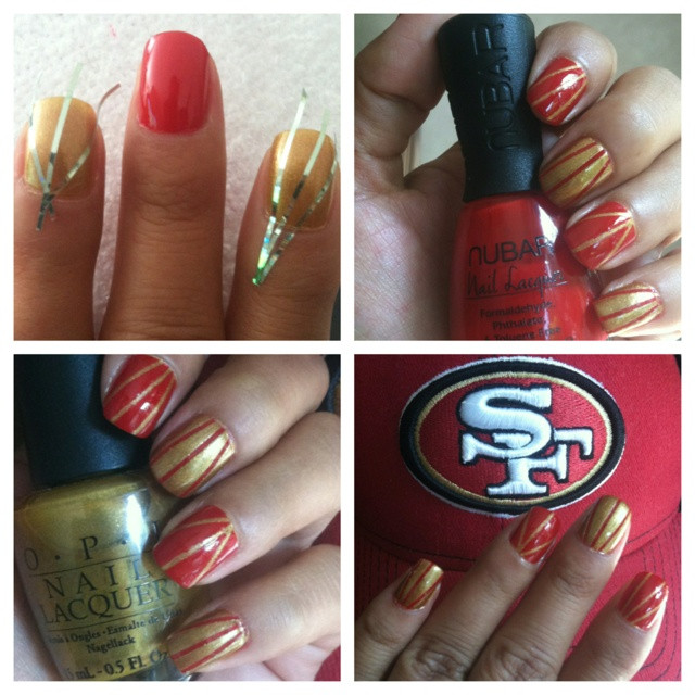 49er Nail Designs
 NFL San Francisco 49ers sports nails Nail design