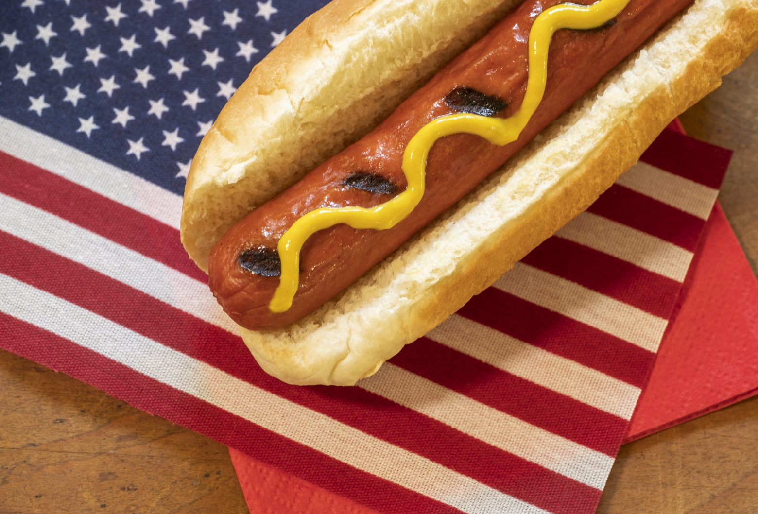 4Th Of July Hot Dogs
 4th of July celebration with hot dog and American flag