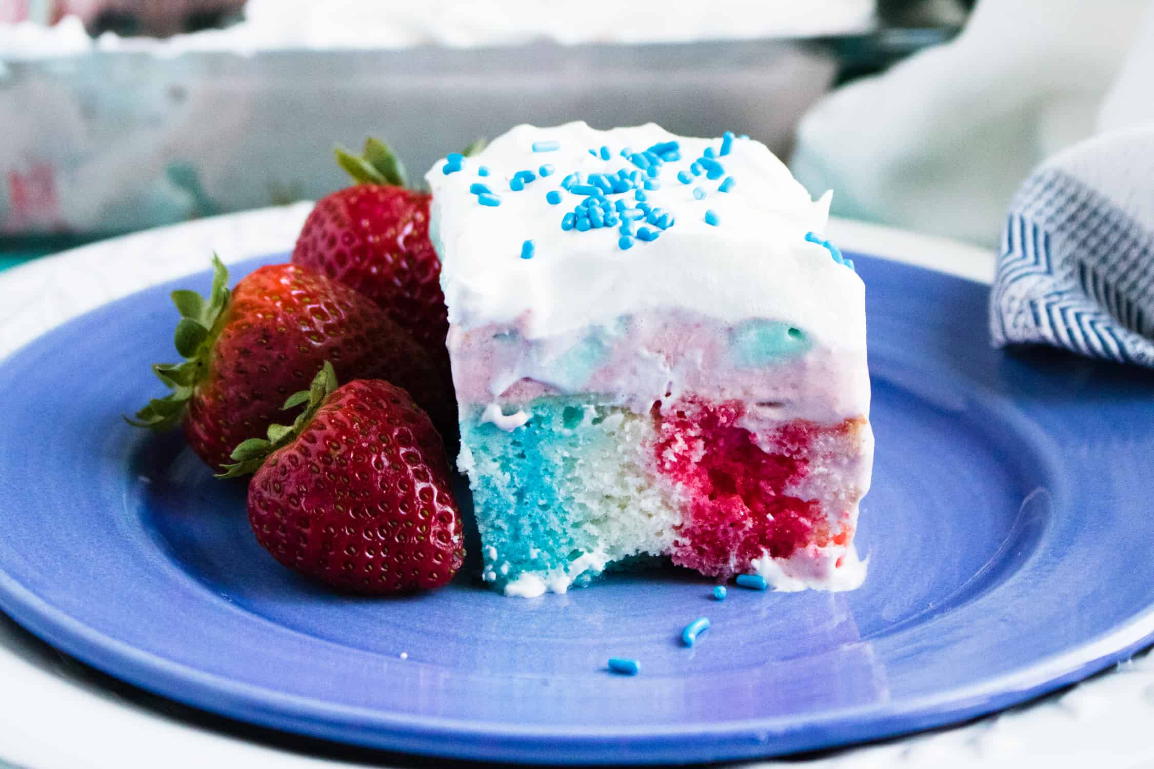4Th Of July Poke Cake
 4th of July Poke Cake with Frozen Strawberry Layer