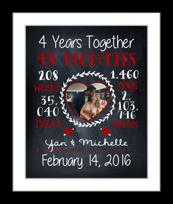 4Th Year Anniversary Gift Ideas
 Custom anniversary t for her 4th year fourth year