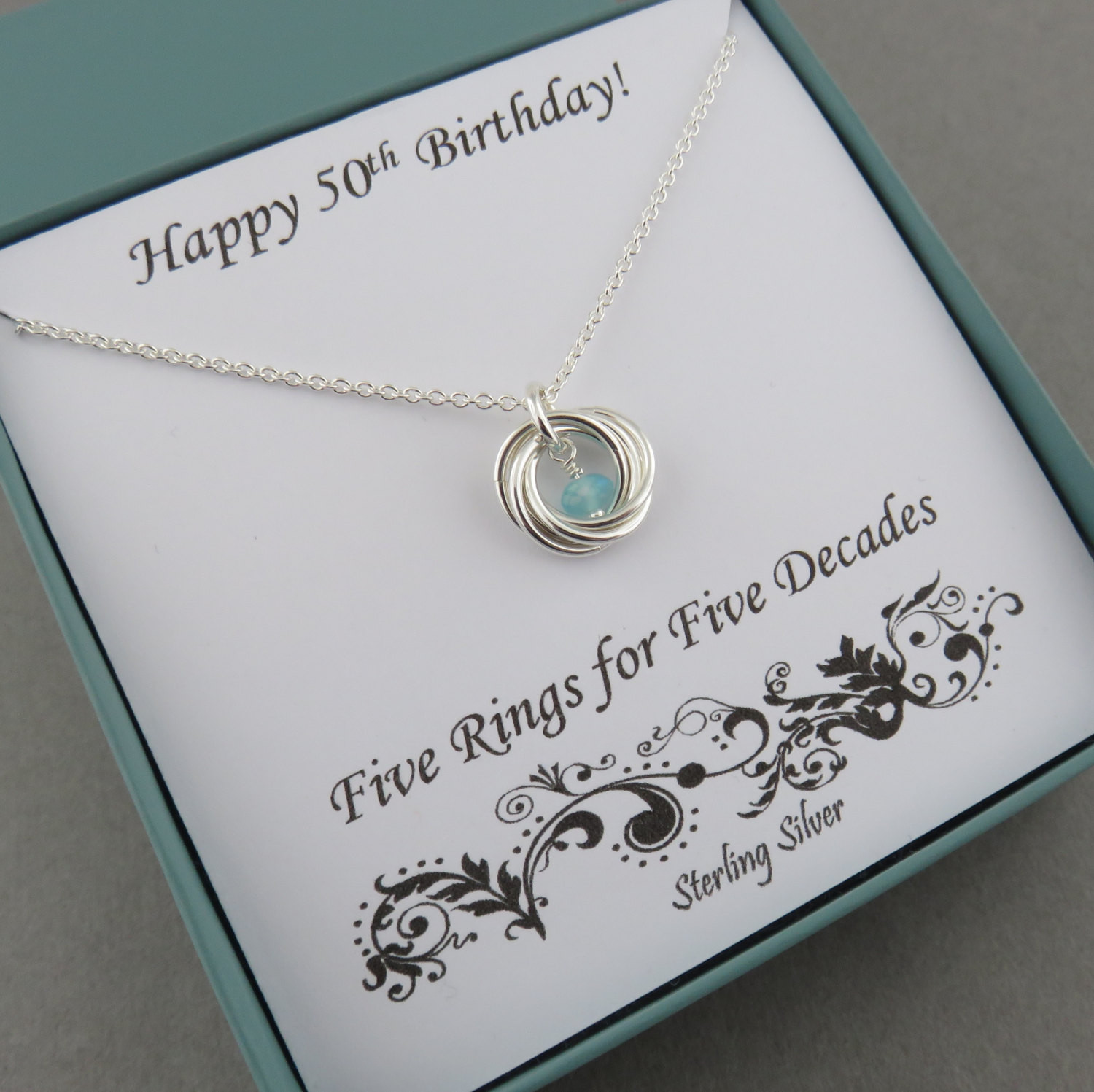 50 Birthday Gift
 50th Birthday Gift for Women Birthstone Necklace Sterling