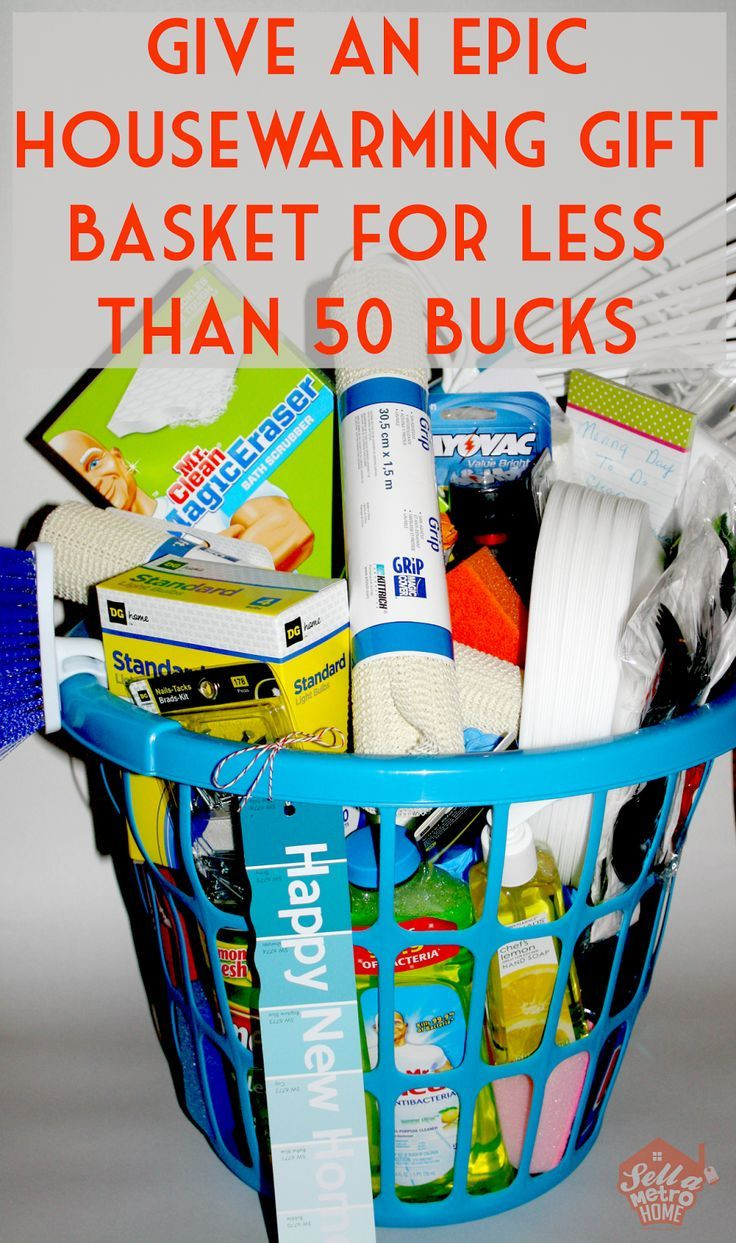 $50 Gift Basket Ideas
 This housewarming t basket cost less than $50 to make