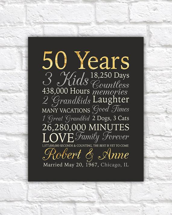 50 Year Anniversary Gift Ideas
 50th Anniversary Gift Gold Anniversary 50 Years Wedding