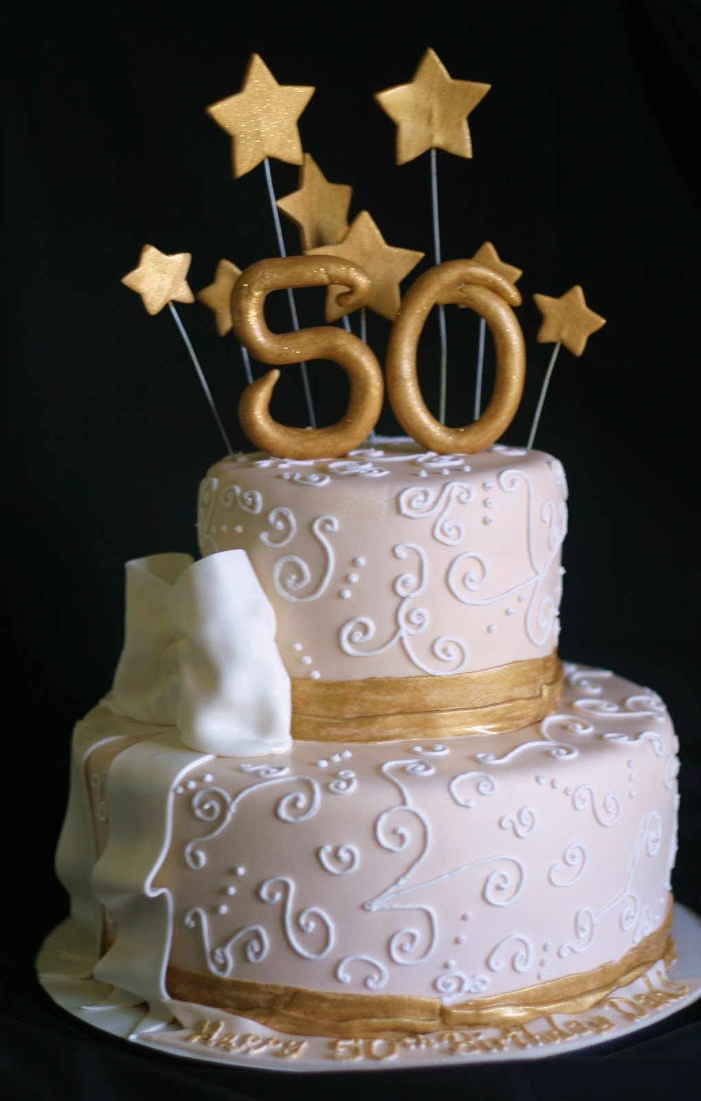50th Birthday Cakes For Her
 Pink Little Cake Gold and light ivory 50th Birthday Cake