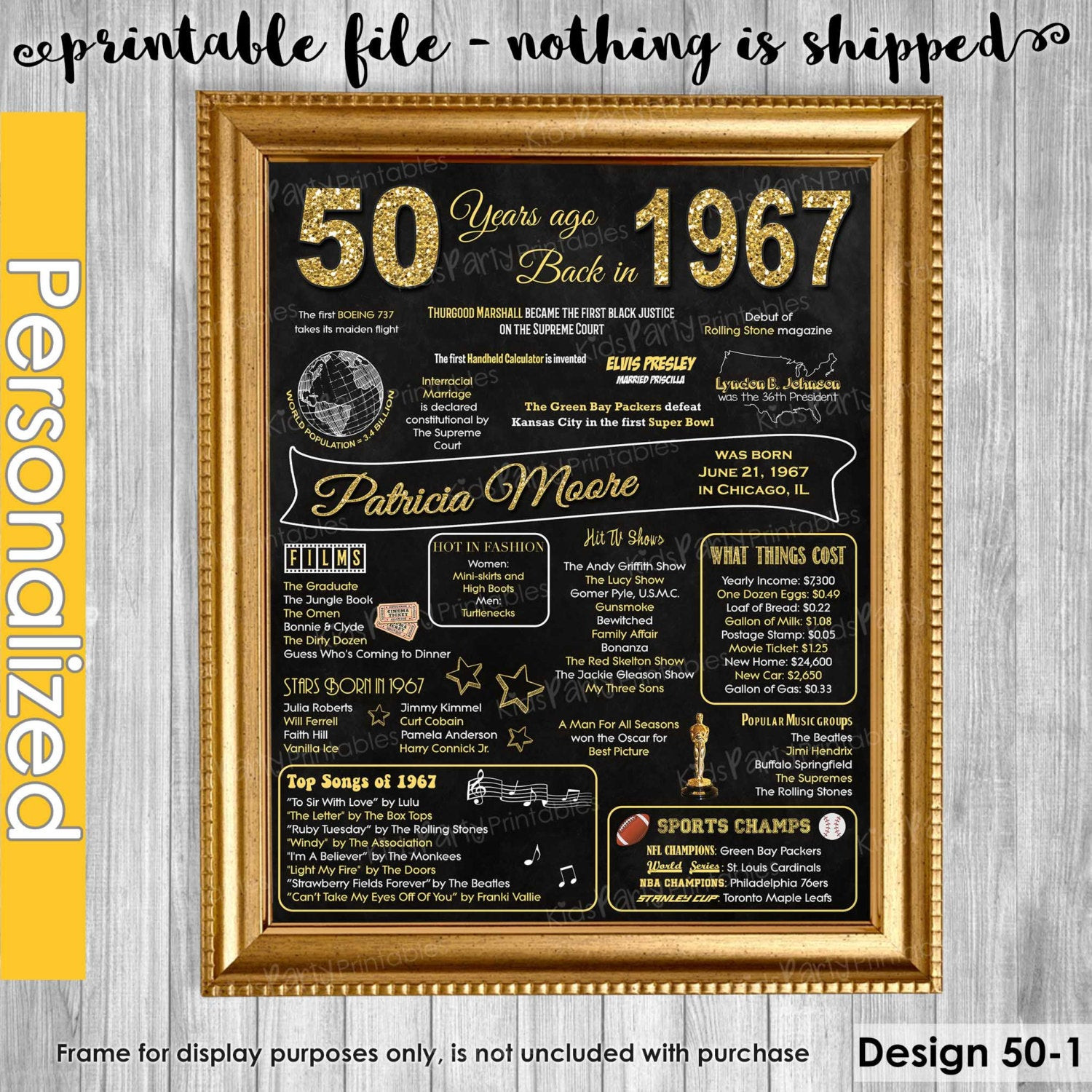 50th Birthday Gift Ideas For Women
 50th Birthday Gift for Women 50th Birthday Chalkboard 50th