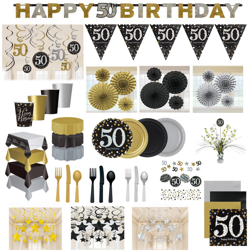 50th Birthday Party Decorations
 50th Birthday Party Decorations Black Gold Tableware