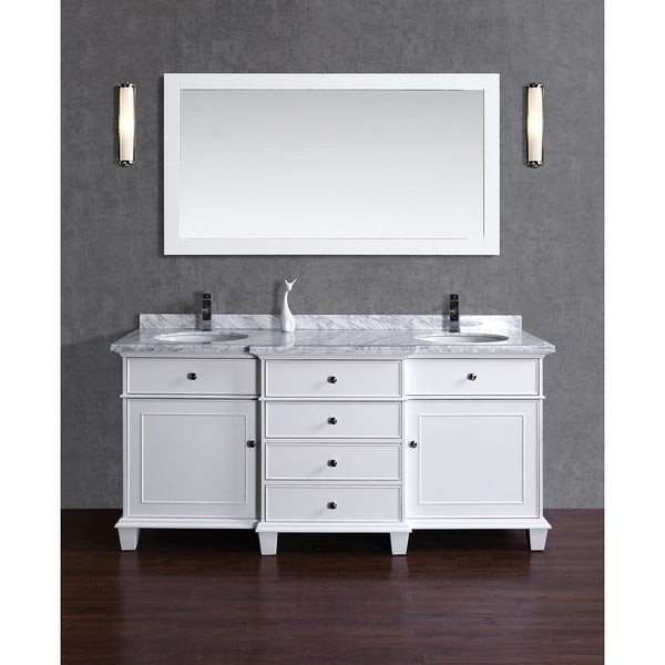 60 Inch White Bathroom Vanity
 Stufurhome Cadence White 60 inch Double Sink Bathroom
