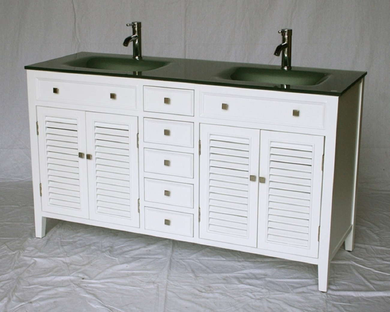 60 Inch White Bathroom Vanity
 60 inch Bathroom Vanity Cottage Style White Cabinet Glass Top