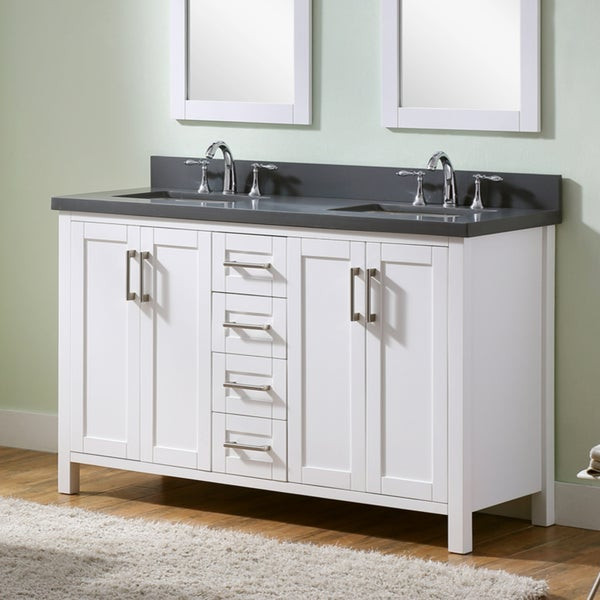 60 Inch White Bathroom Vanity
 Shop Infurniture White 60 inch Double sink Bathroom Vanity