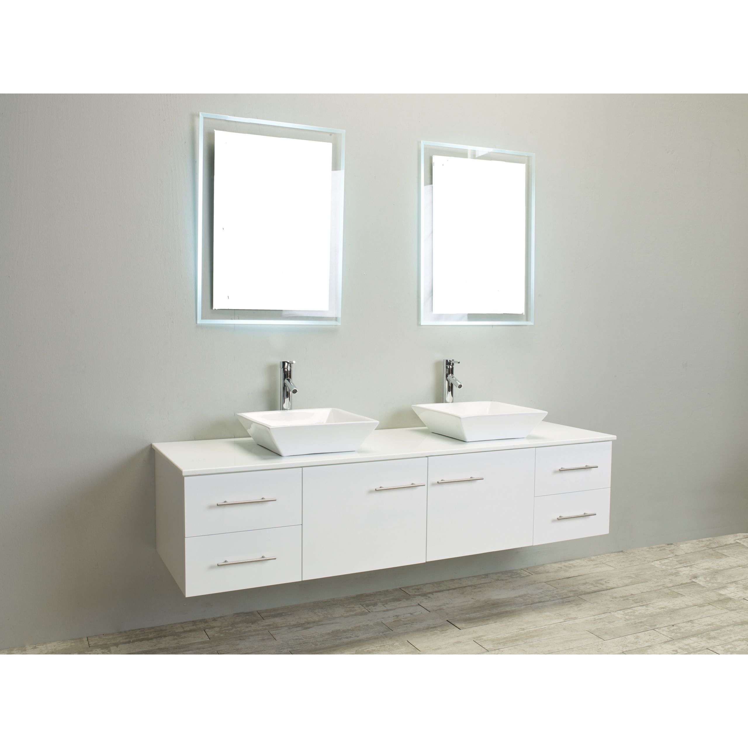 60 Inch White Bathroom Vanity
 Eviva Totti Wave 60 Inch White Modern Double Sink Bathroom