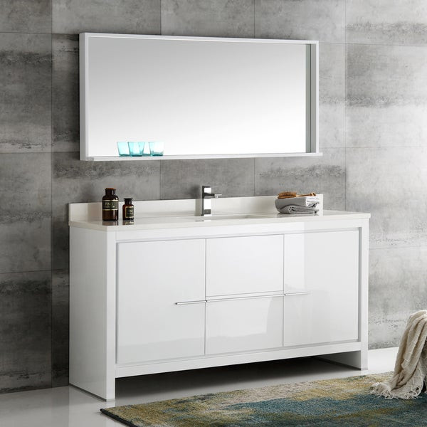 60 Inch White Bathroom Vanity
 Shop Fresca Allier White 60 inch Modern Single sink