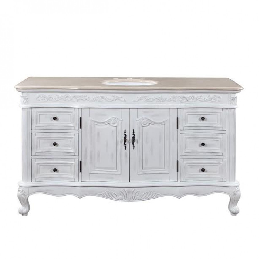 60 Inch White Bathroom Vanity
 60 Inch Single Sink Bathroom Vanity in White Oak