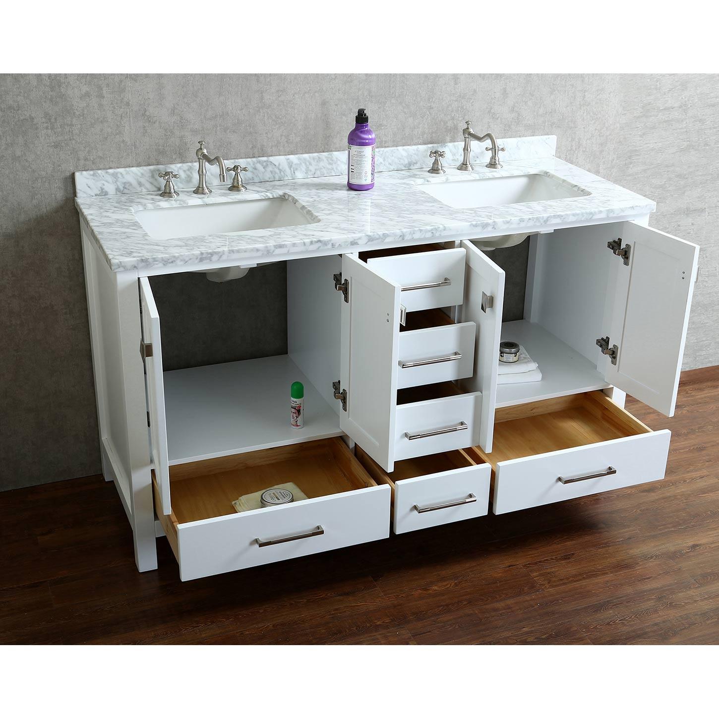 60 Inch White Bathroom Vanity
 Buy Vincent 60" Solid Wood Double Bathroom Vanity in White