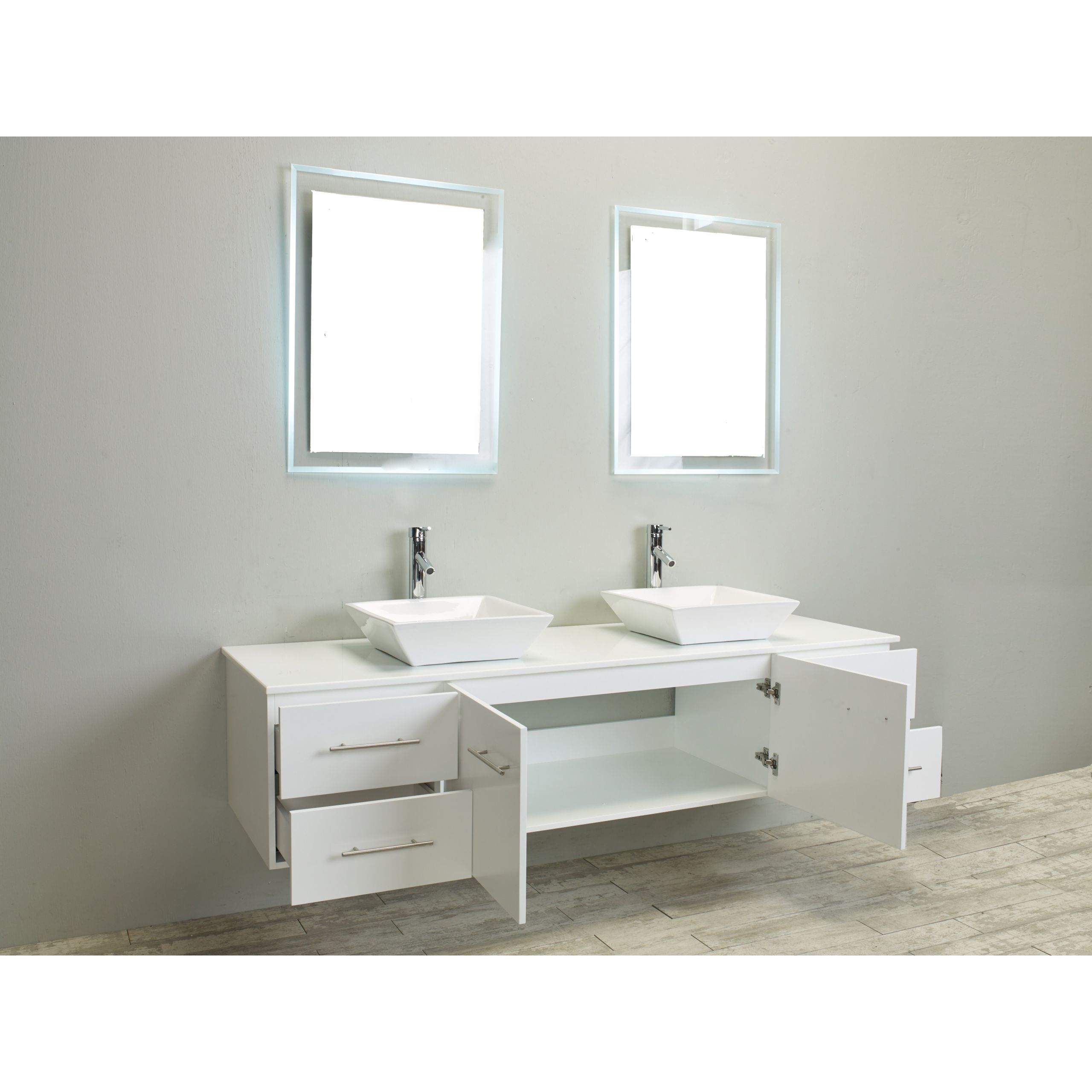 60 Inch White Bathroom Vanity
 Eviva Totti Wave 60 Inch White Modern Double Sink Bathroom