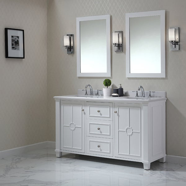 60 Inch White Bathroom Vanity
 Shop OVE Decors Positano White Wood 60 inch Bathroom