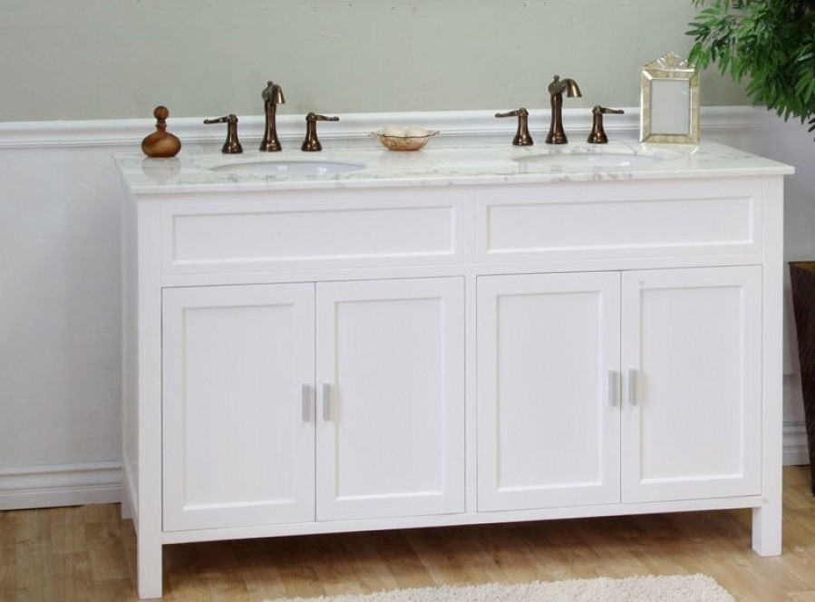 60 Inch White Bathroom Vanity
 60 Inch Double Sink Bathroom Vanity in White UVBH W60