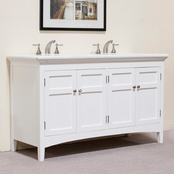 60 Inch White Bathroom Vanity
 Shop Marble Top White 60 inch Double Sink Vanity