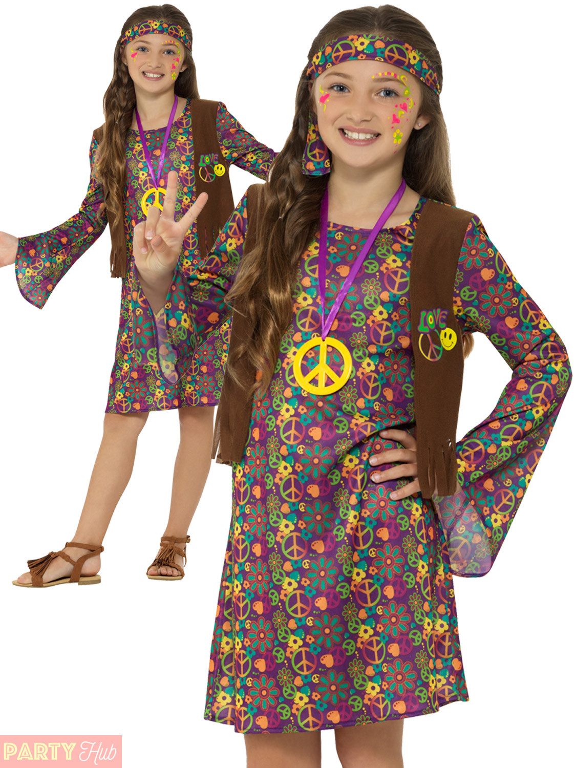 60S Fashion For Kids
 Girls 60s 70s Hippie Costume Childs Hippy Fancy Dress Kids