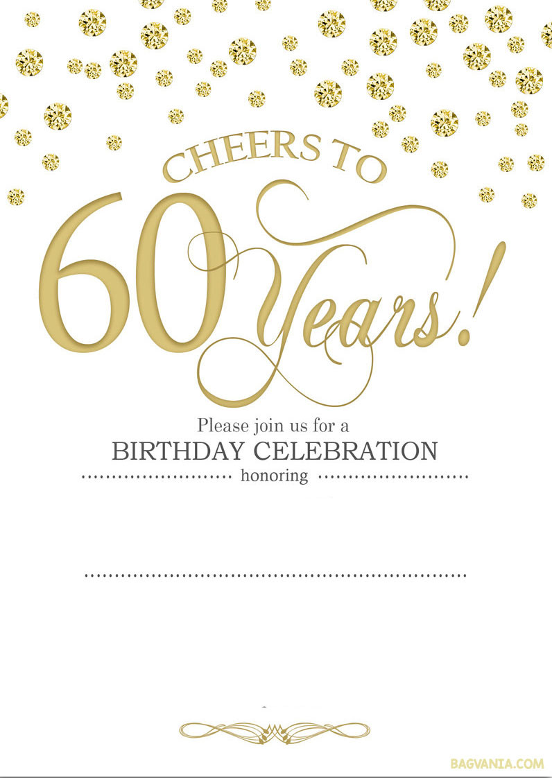 60th Birthday Invitation Wording
 Free Printable 60th Birthday Invitations