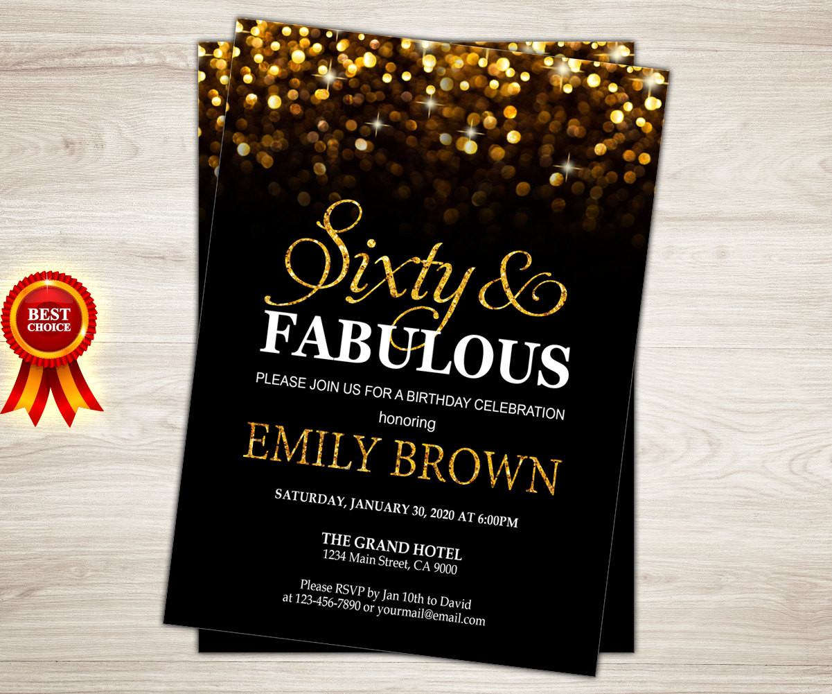 60th Birthday Invitation Wording
 Surprise 60th Birthday Invitation for women Sixty and