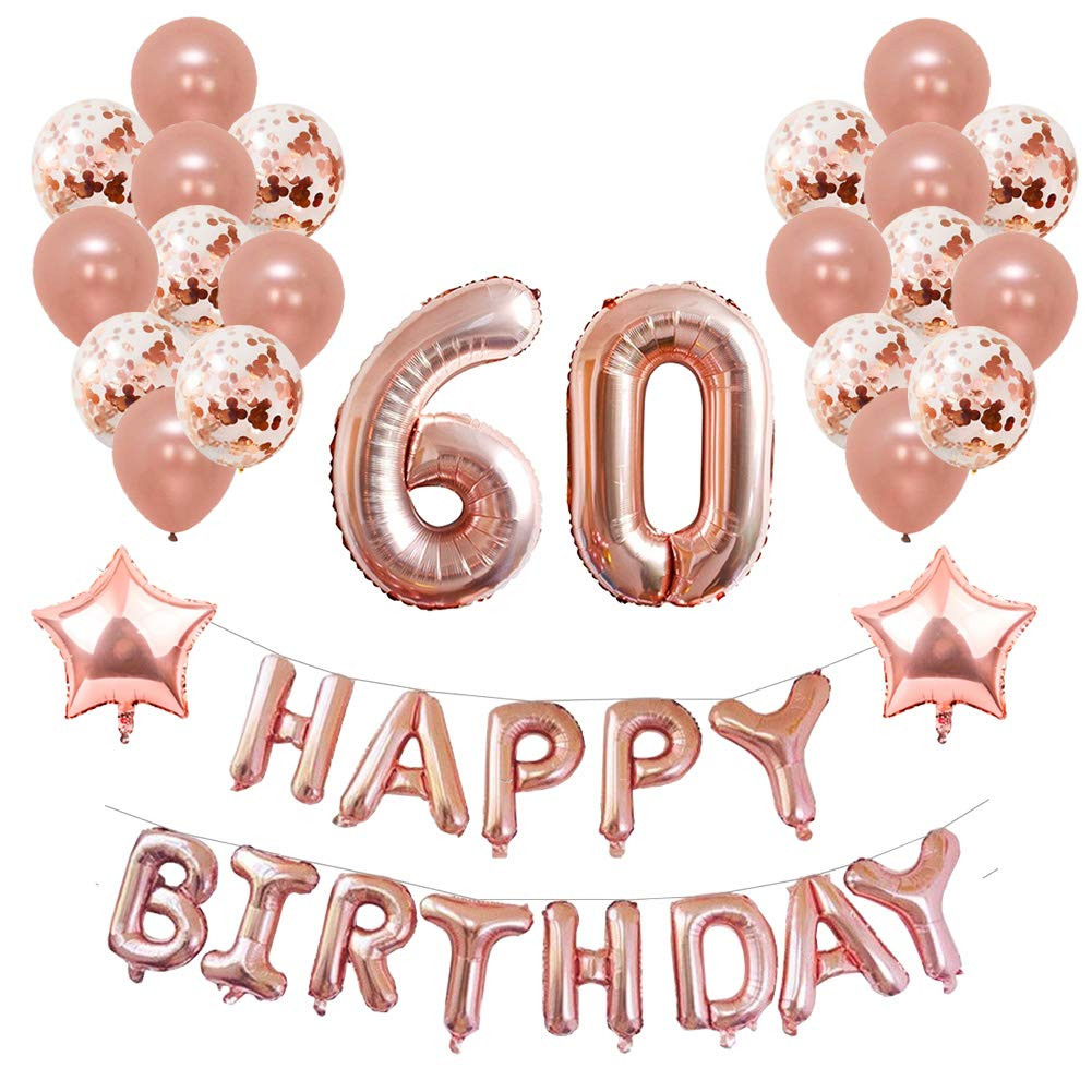 60th Birthday Party Decorations
 Yoart 60th Birthday Decorations Rose Gold for Women and