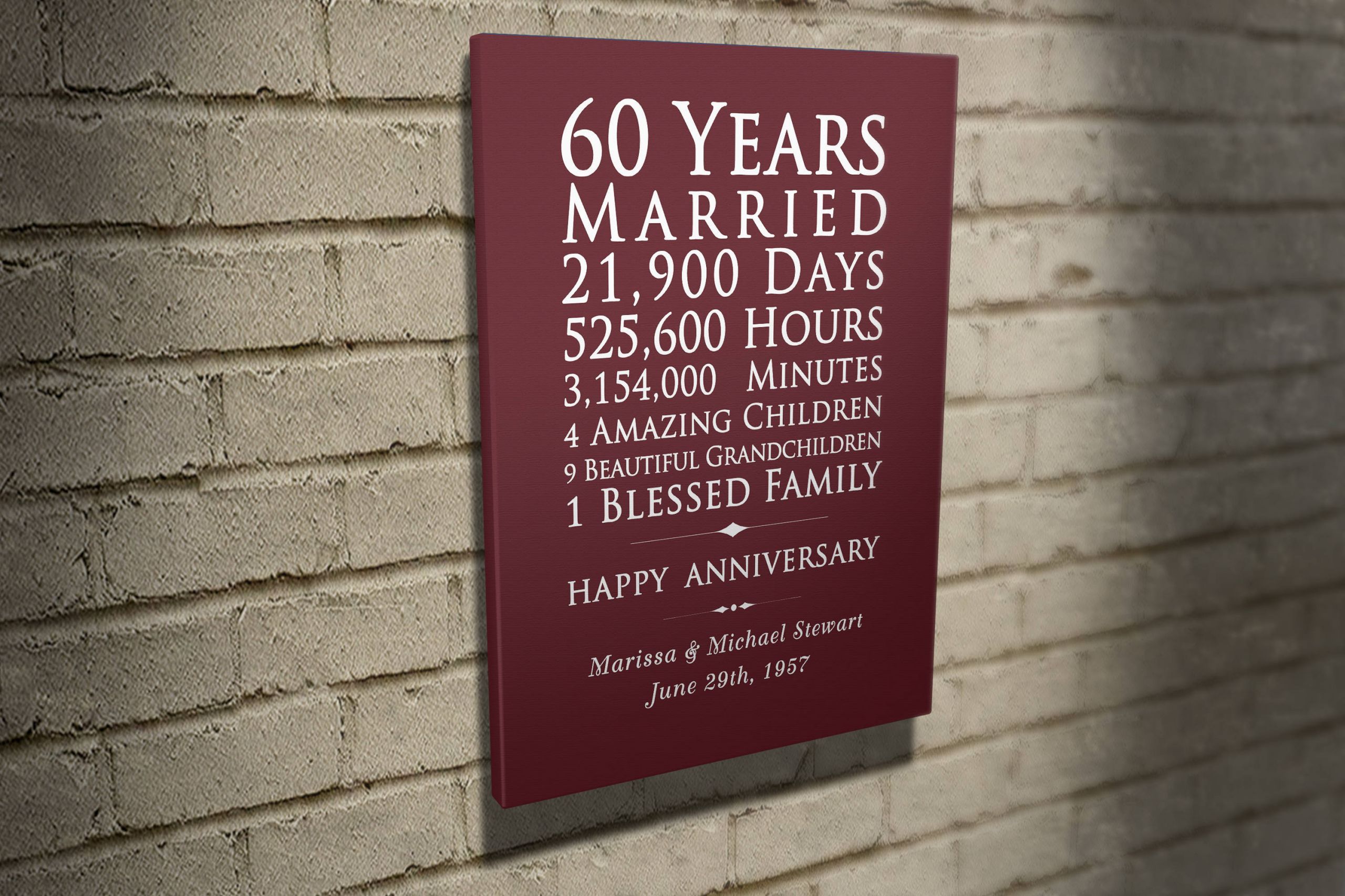 60Th Wedding Anniversary Gift Ideas For Parents
 Custom 60 years anniversary t for parents 60th wedding
