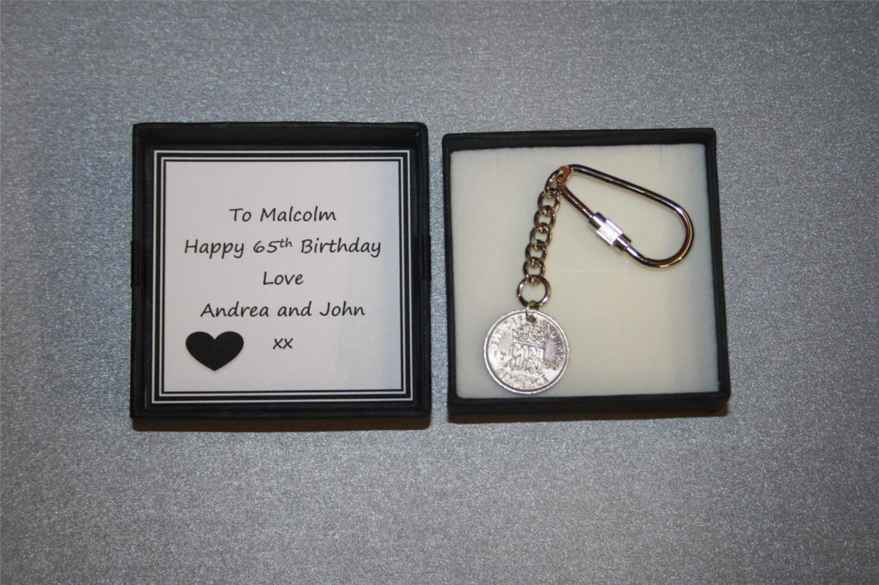 65Th Birthday Gift Ideas For Dad
 PERSONALISED 65th Birthday SIXPENCE Coin KEYRING keepsake