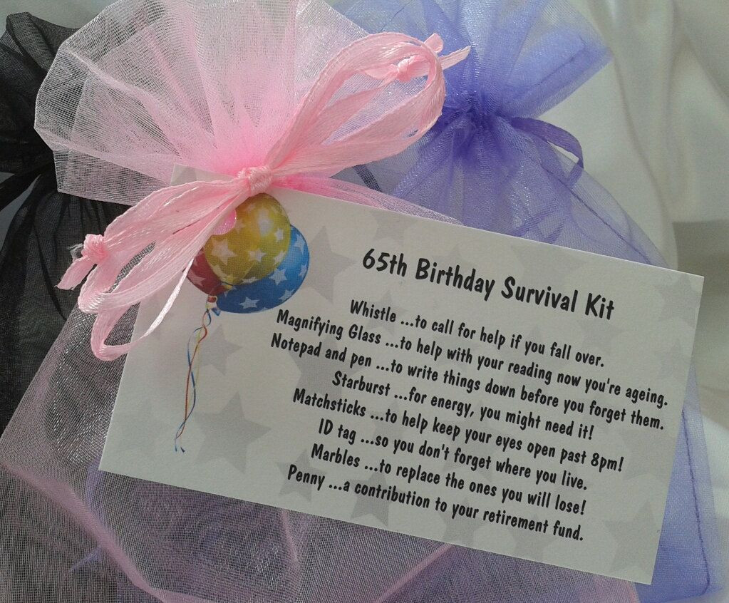 65th Birthday Gift Ideas
 Little BAG of BITS 65th survival kit female by