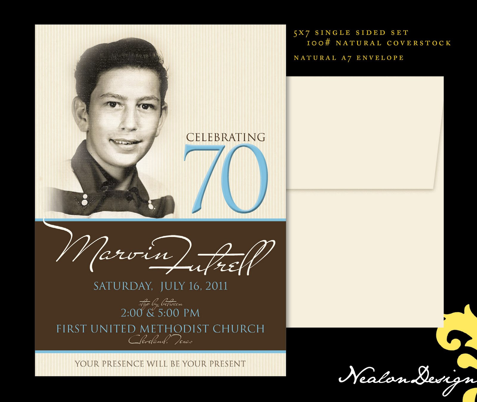 70 Birthday Party Invitations
 Nealon Design 70th Birthday Party Invitation