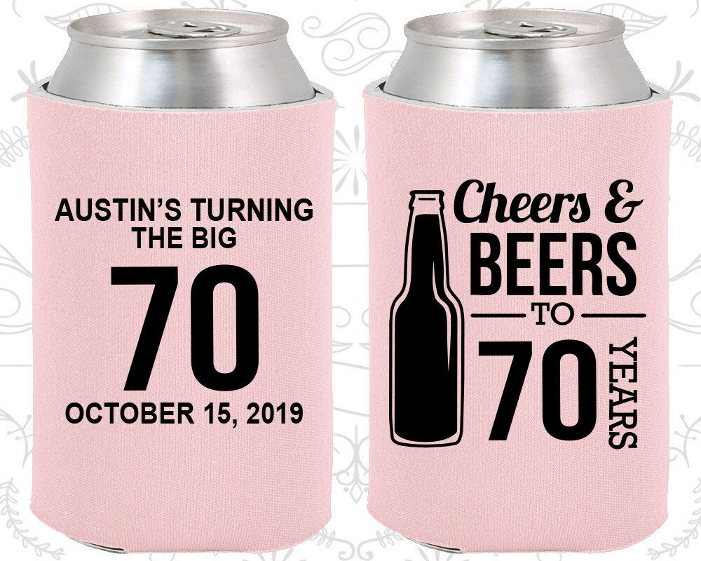 70th Birthday Party Favors
 Custom 70th Birthday Party Favors Koozies Cheers