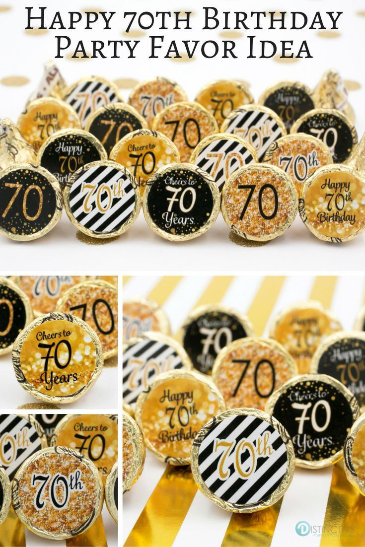 70th Birthday Party Favors
 70th Birthday Party Decorations Gold & Black Stickers