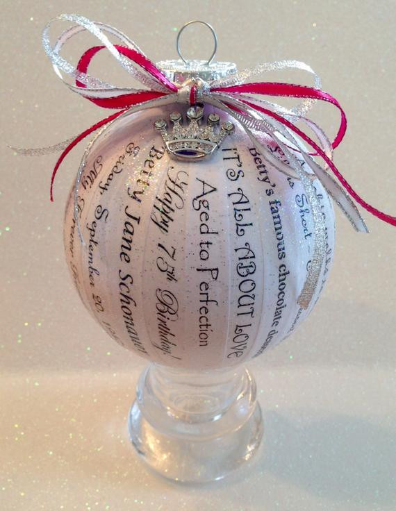 75th Birthday Gift Ideas
 75th Birthday Gift Unique Personalized Memory Ornament for
