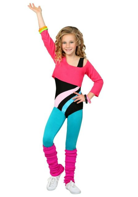 80'S Fashion For Kids
 Child Kids 80 s Workout Girl Costume SIZE XL with defect