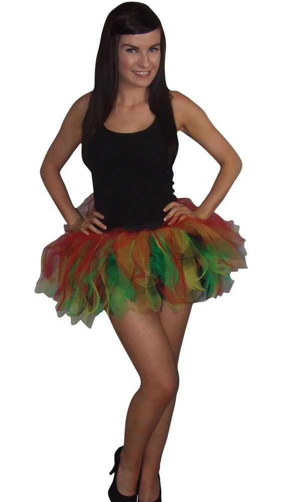 80'S Fashion For Kids
 Neon Tutu 8 Layer Skirt Red Black Yellow Green Carnival 80
