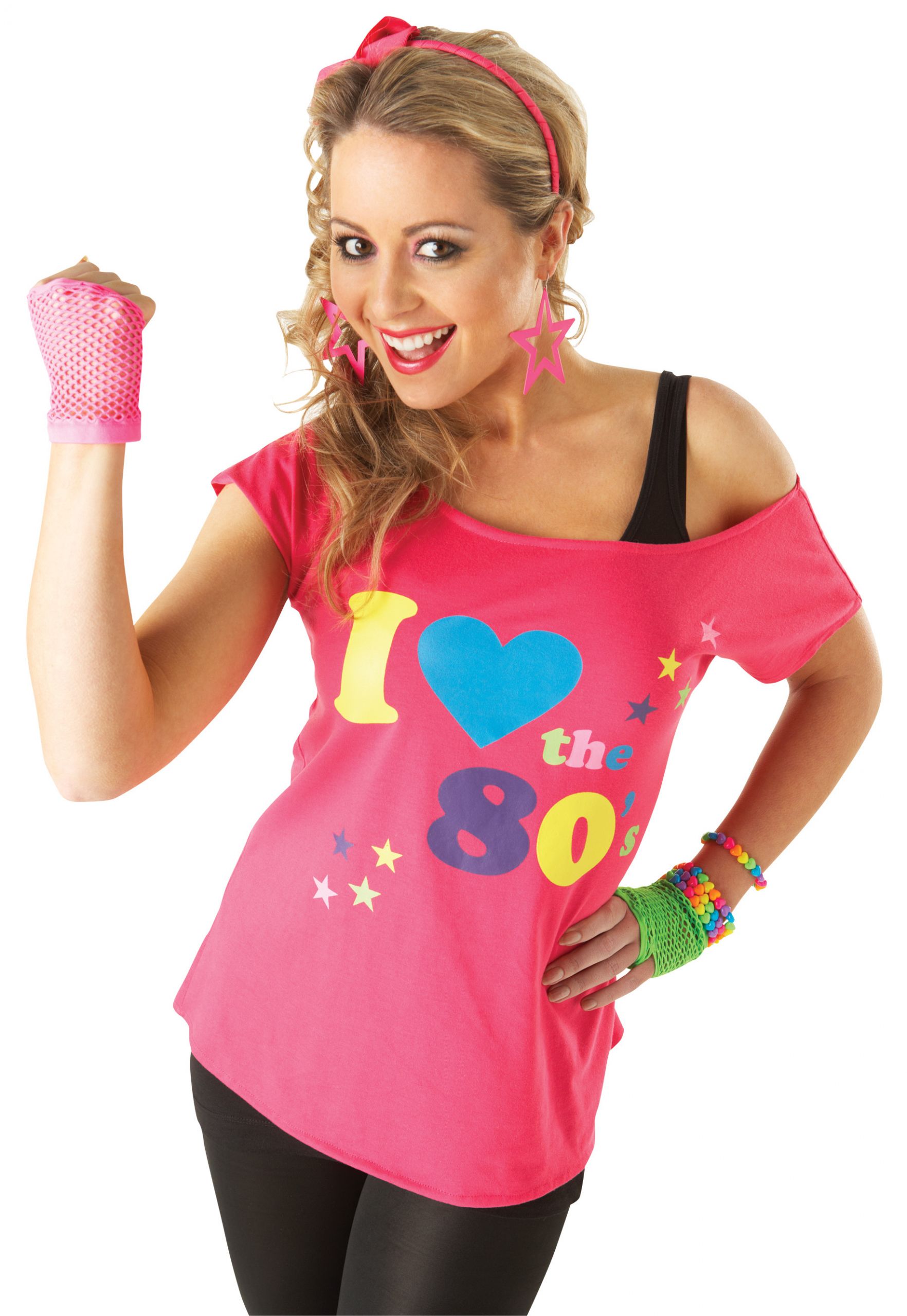80'S Fashion For Kids
 C955 I Love the 80 s Pink T shirt Costume 1980s Fancy