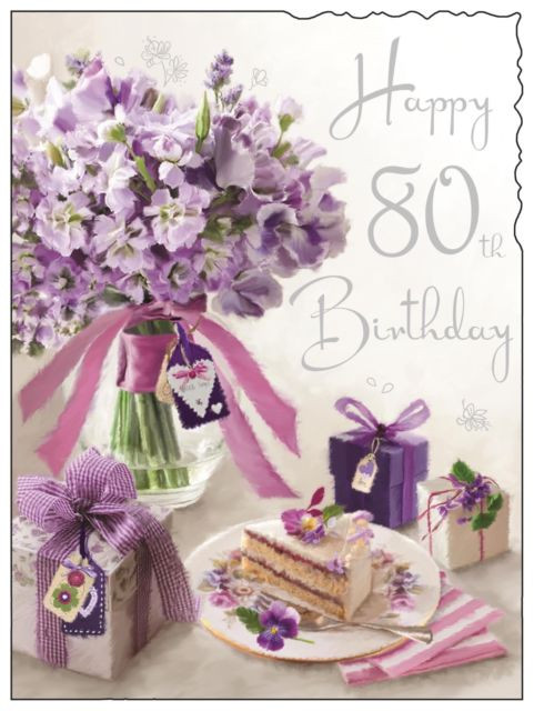 80th Birthday Card
 Jonny Javelin Female Age 80 Happy 80th Birthday Card Cake