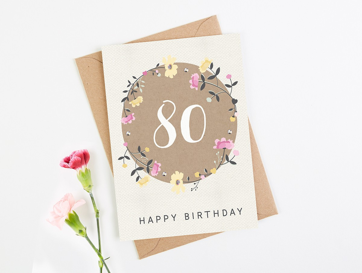 80th Birthday Card
 80th Birthday Card Floral