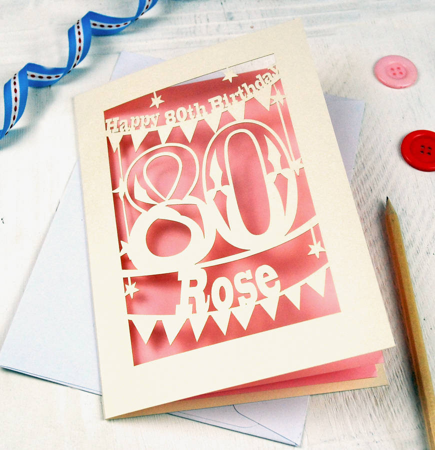 80th Birthday Card
 Personalised Papercut 80th Birthday Card By Pogofandango