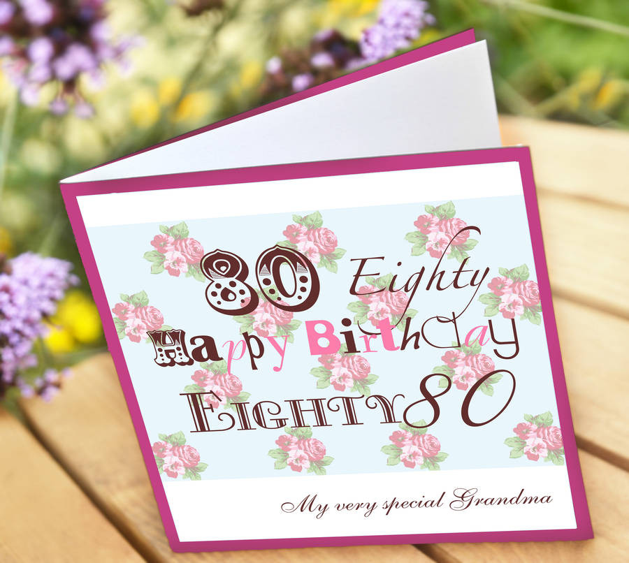80th Birthday Card
 personalised 80th birthday card by amanda hancocks